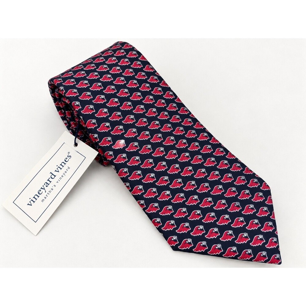 NWT Vineyard Vines Greenwich High School Cardinals Custom Silk Tie Navy Red
